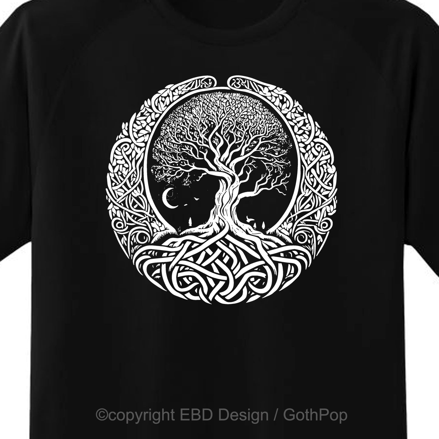 Knotwork Tree and Moon T Shirt and More