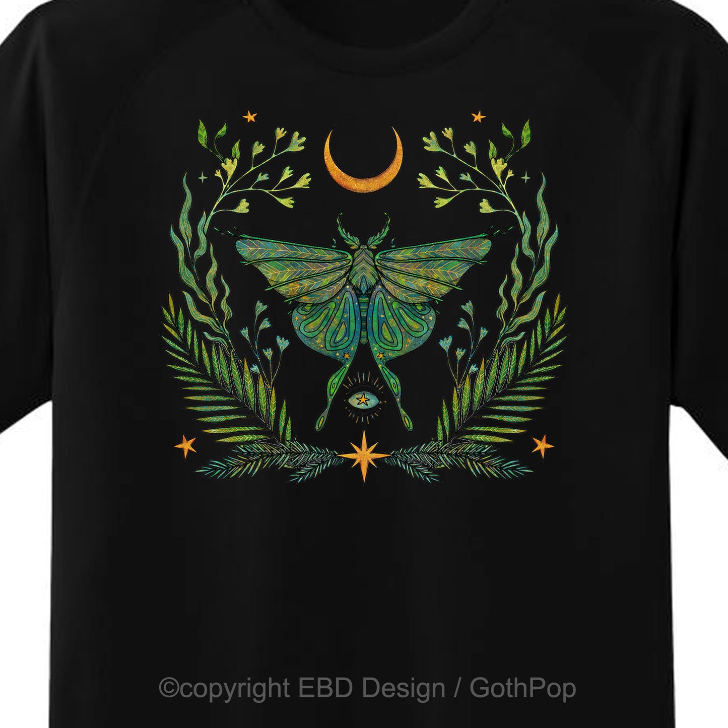 Luna Moth and Crescent Moon T Shirt and More
