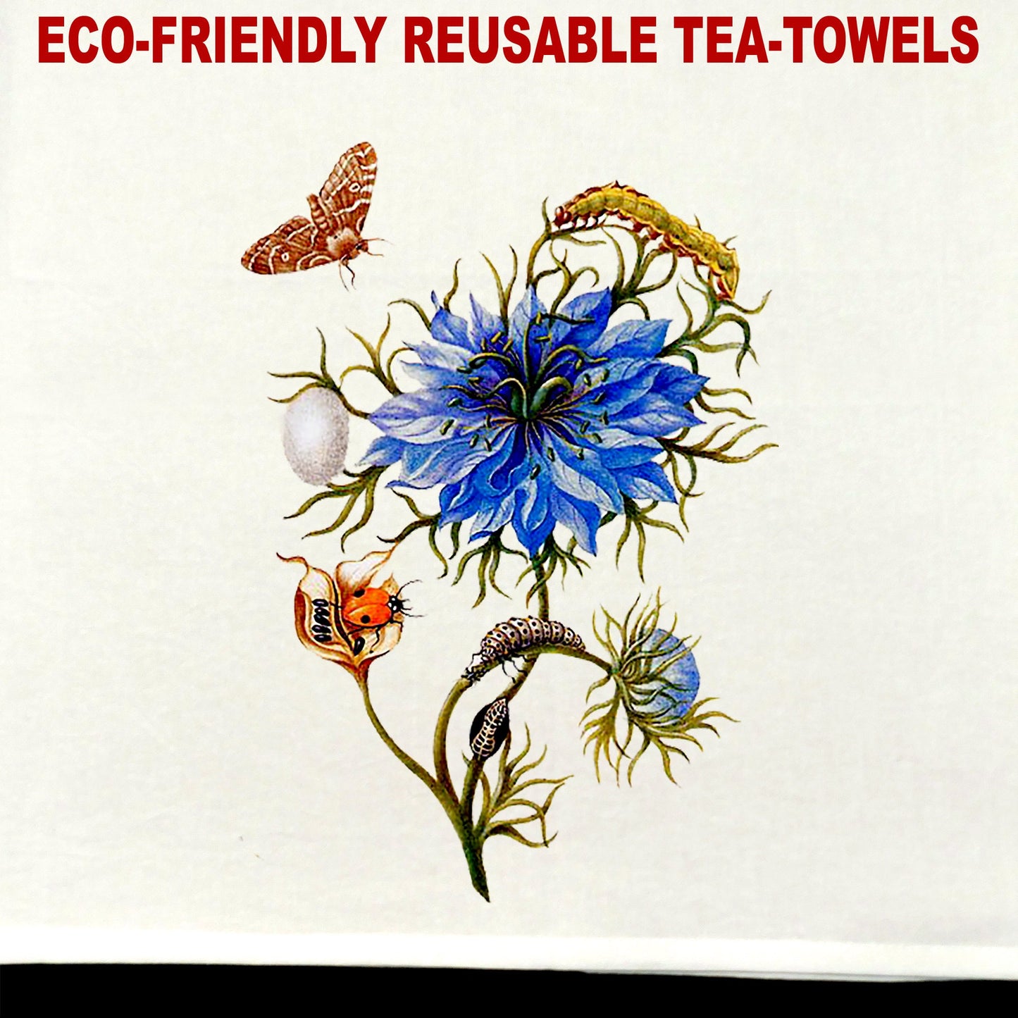 Nigella Flower Tea Towel / tea towel / dish towel / hand towel / reusable wipe / kitchen gift / kitchen deco