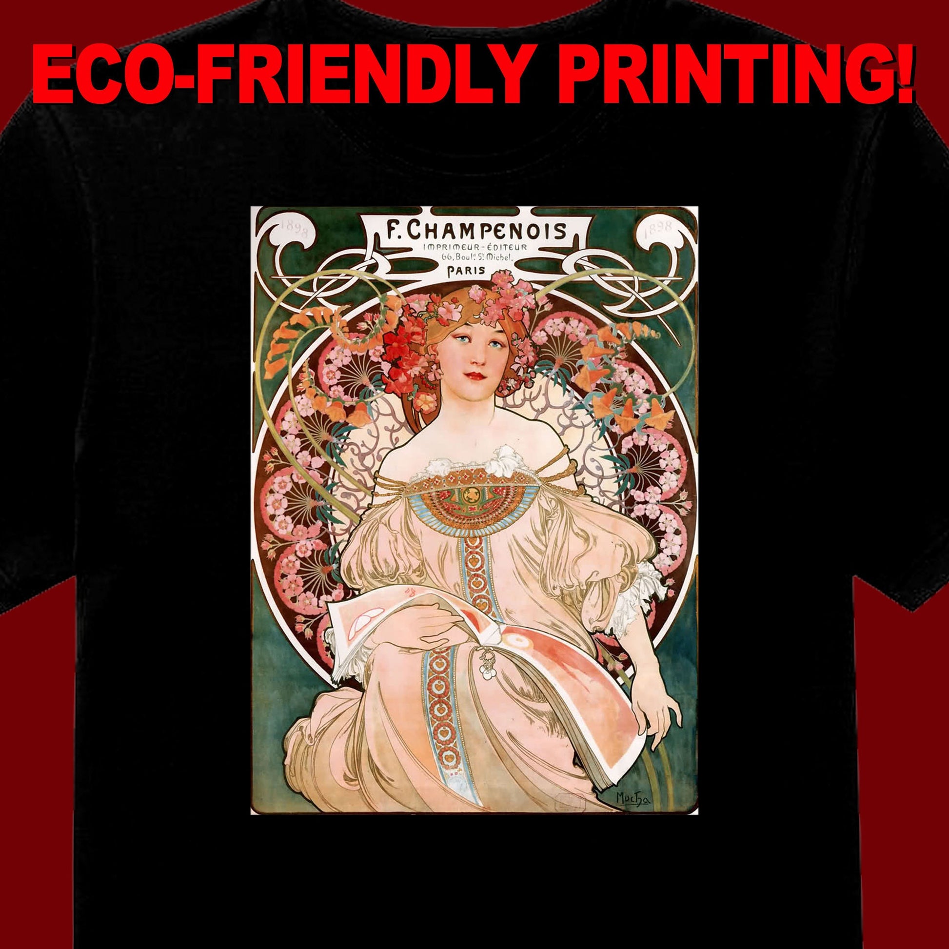 Mucha Chapagne #2 T Shirt, Mucha Shirt, Mucha T-shirt, Mucha Gift, Champagne Gift