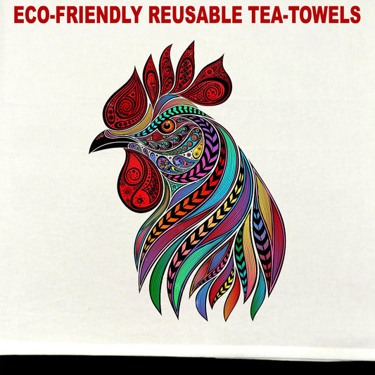 Colorful Rooster Tea Towel / tea towel / dish towel / hand towel / reusable wipe / kitchen gift / kitchen deco
