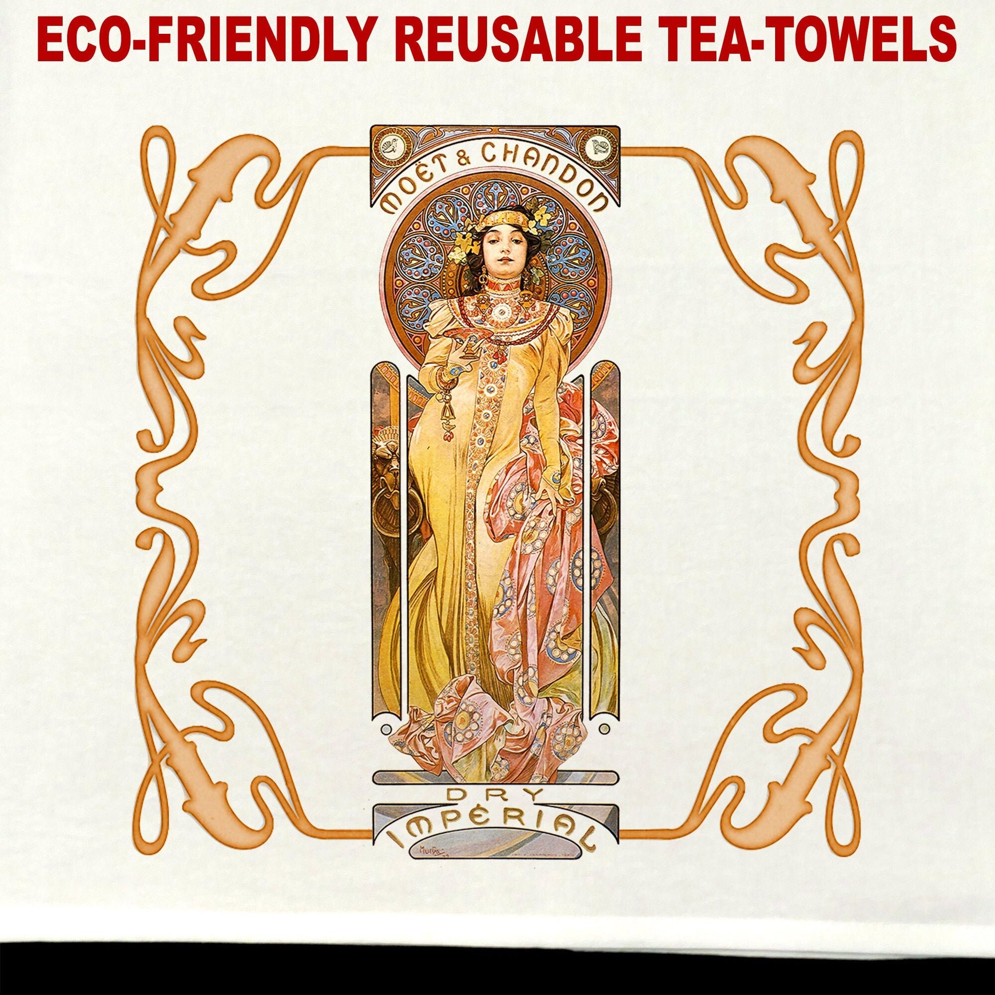 Mucha Moet #2 Tea Towel / tea towel / dish towel / hand towel / reusable wipe / kitchen gift / kitchen deco