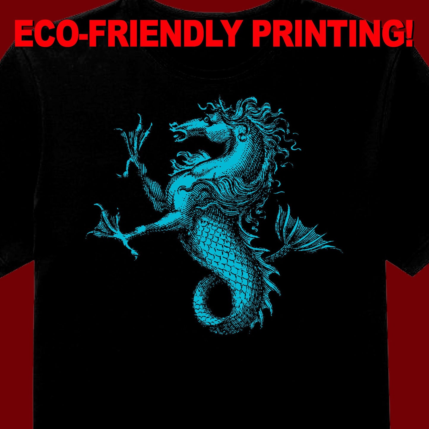 Aqua Hippocampus t-shirt, Hippocampus tee, sea horse t shirt, sea horse gift