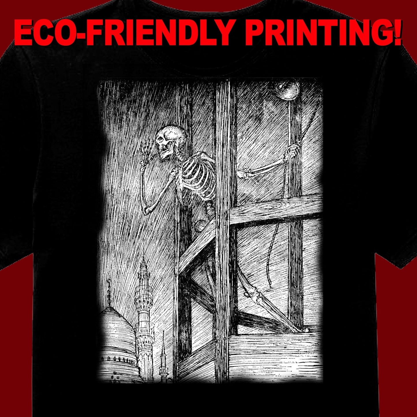 Death Tolls the Bell T-Shirt, Gothic tee, Goth shirt, Skeleton gift