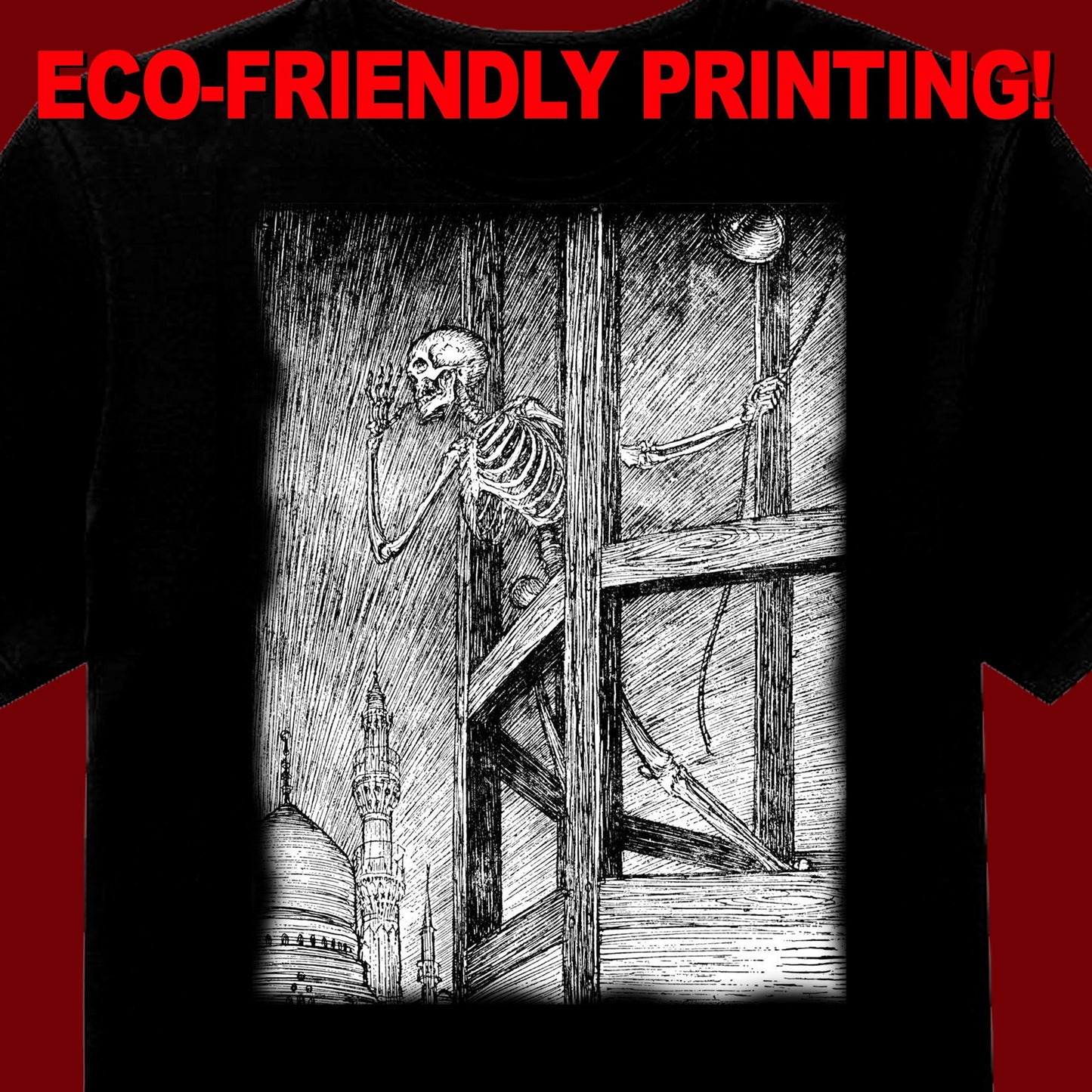 Death Tolls the Bell T-Shirt, Gothic tee, Goth shirt, Skeleton gift