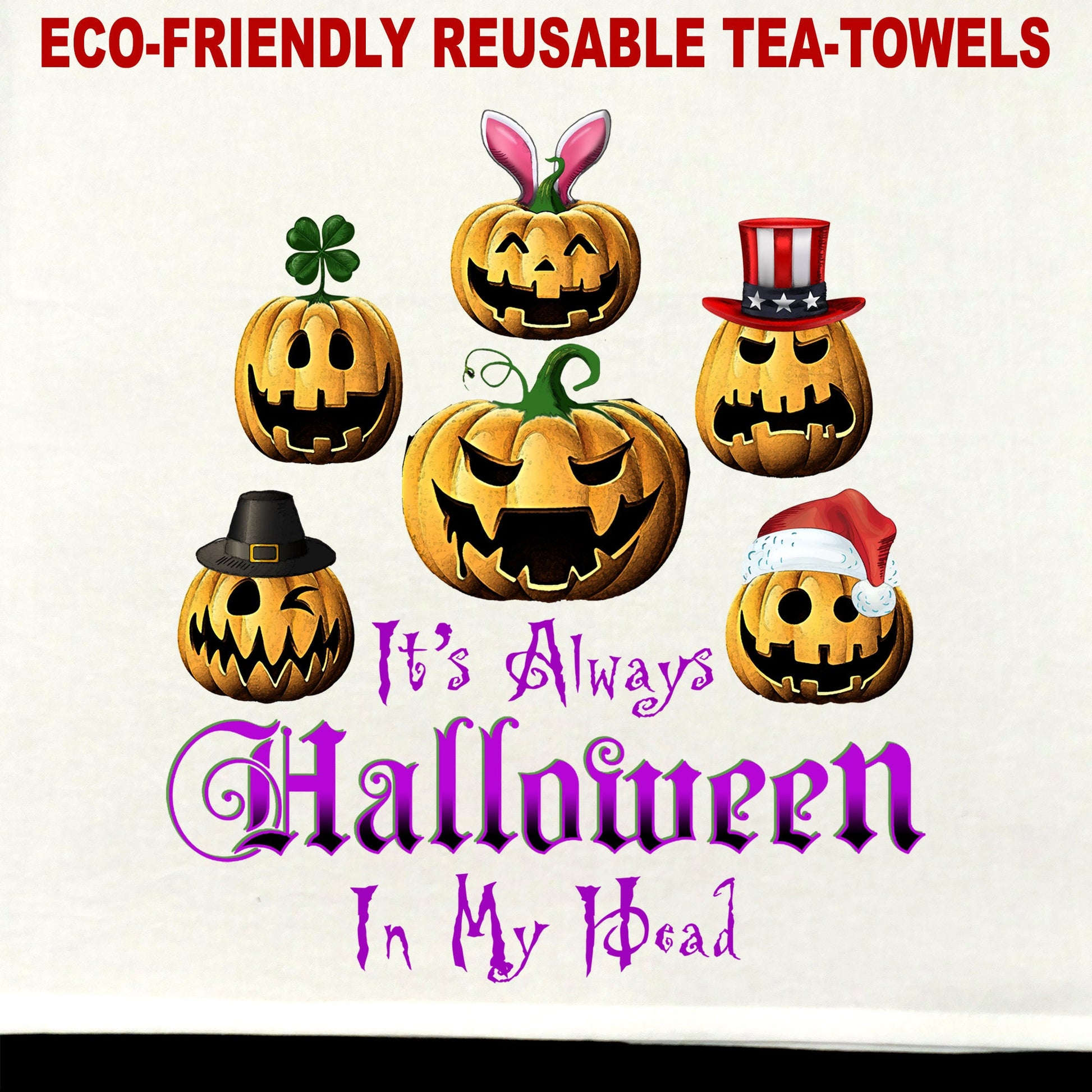 It's Always Halloween in my Head Tea Towel / tea towel / dish towel / hand towel / reusable wipe / kitchen gift / kitchen deco