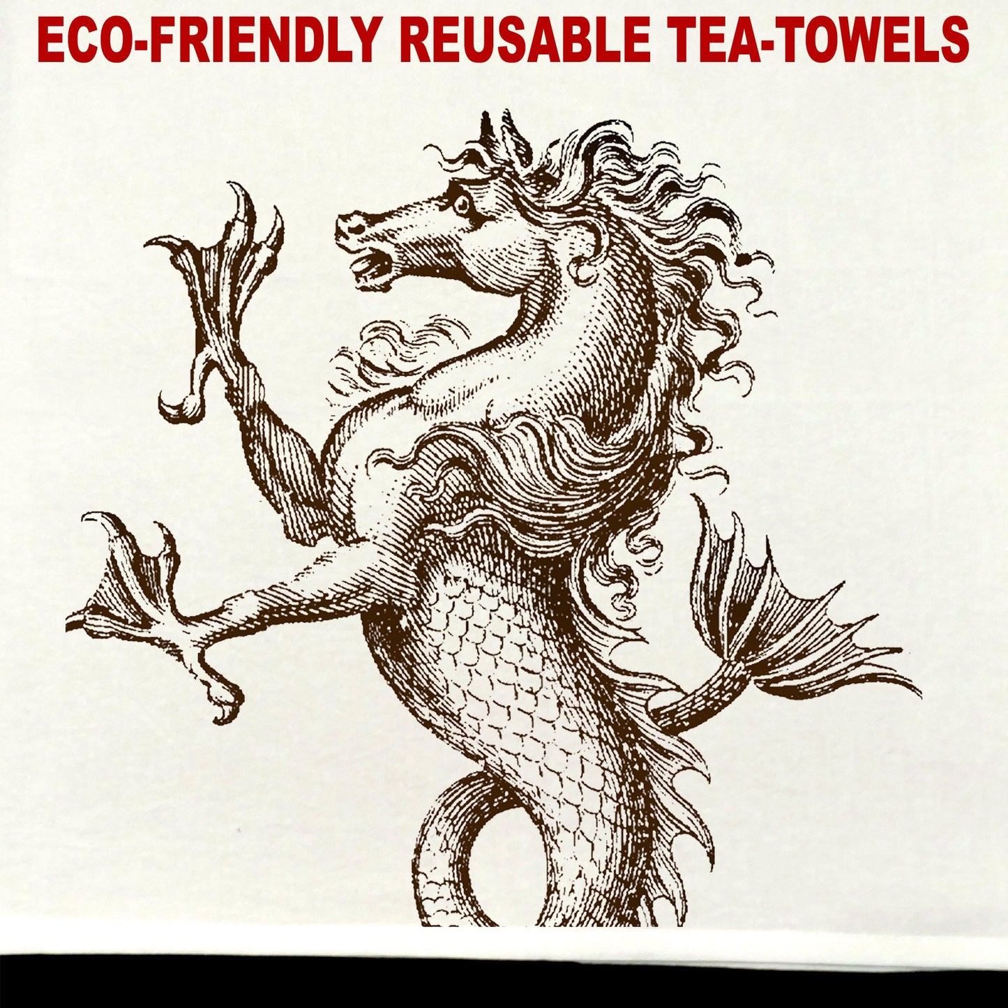 Hippocampus Tea Towel / tea towel / dish towel / hand towel / reusable wipe / kitchen gift / kitchen deco
