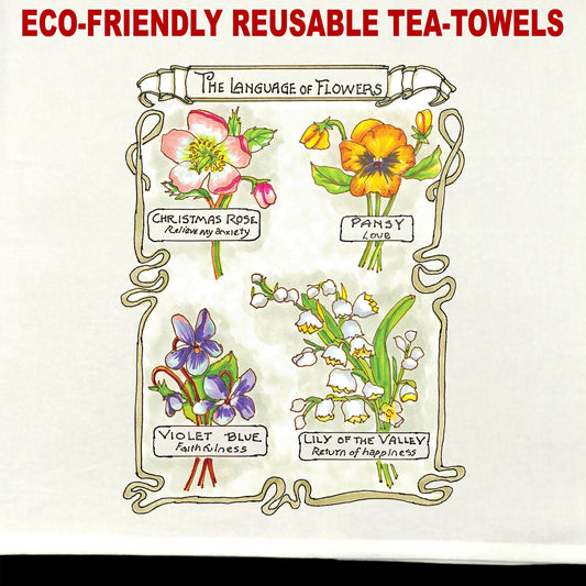 Language of Flowers Tea Towel / tea towel / dish towel / hand towel / reusable wipe / kitchen gift / kitchen deco
