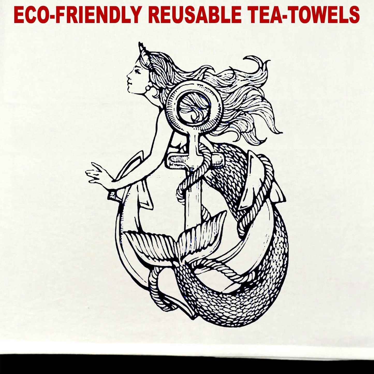 Mermaid Tattoo Tea Towel / tea towel / dish towel / hand towel / reusable wipe / kitchen gift / kitchen deco