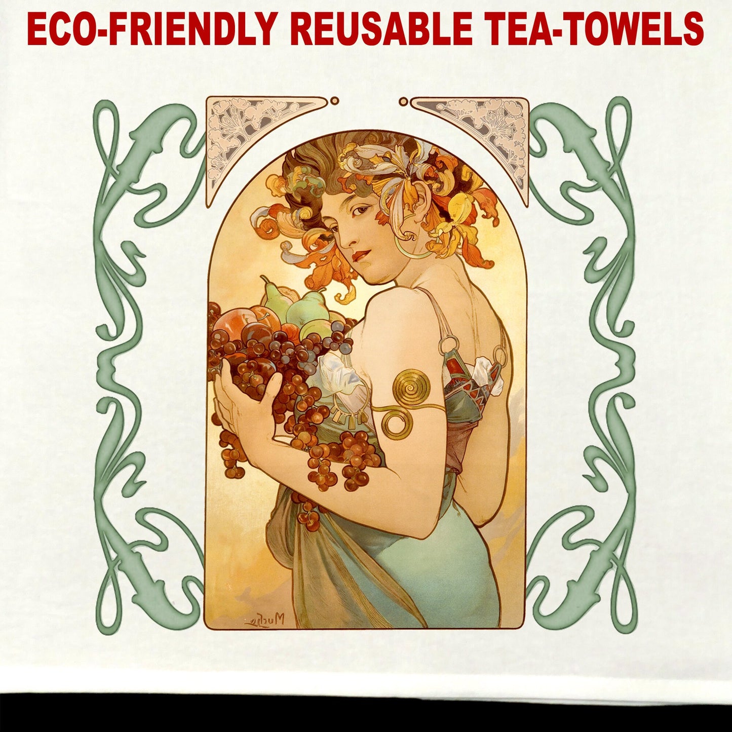 Mucha Grapes Tea Towel / tea towel / dish towel / hand towel / reusable wipe / kitchen gift / kitchen deco