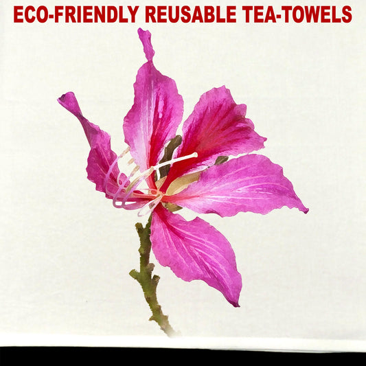 bauhinia flower Tea Towel / tea towel / dish towel / hand towel / reusable wipe / kitchen gift / kitchen deco