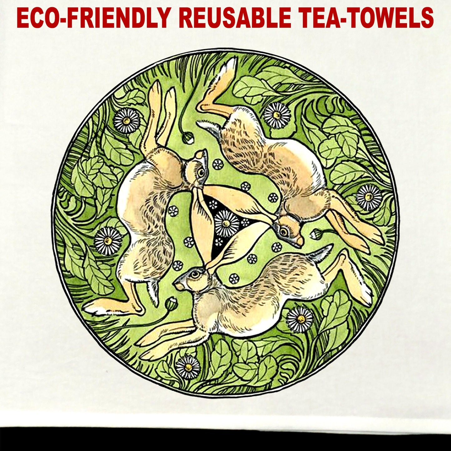 Knotwork Bunnies Tea Towel / tea towel / dish towel / hand towel / reusable wipe / kitchen gift / kitchen deco