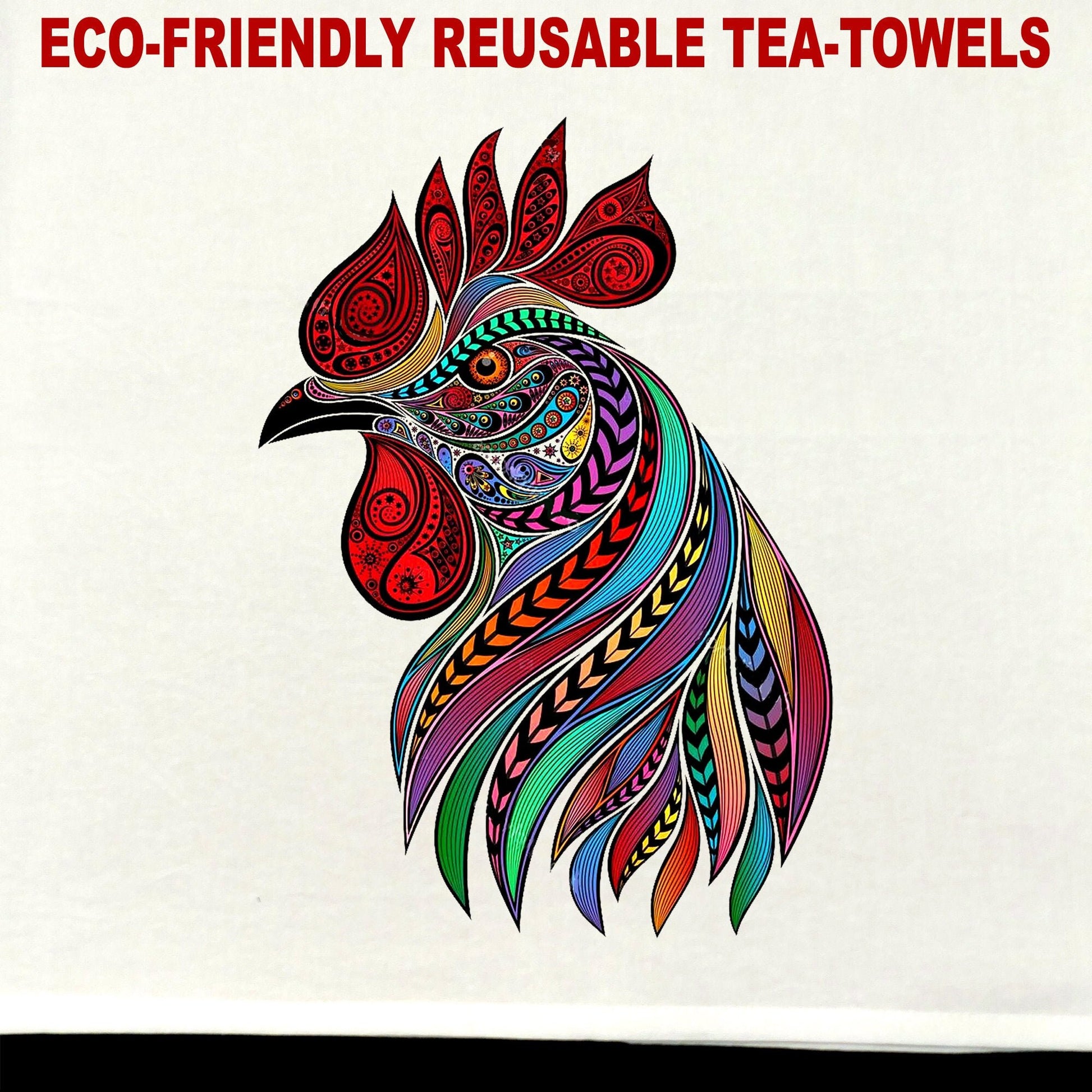 Colorful Rooster Tea Towel / tea towel / dish towel / hand towel / reusable wipe / kitchen gift / kitchen deco