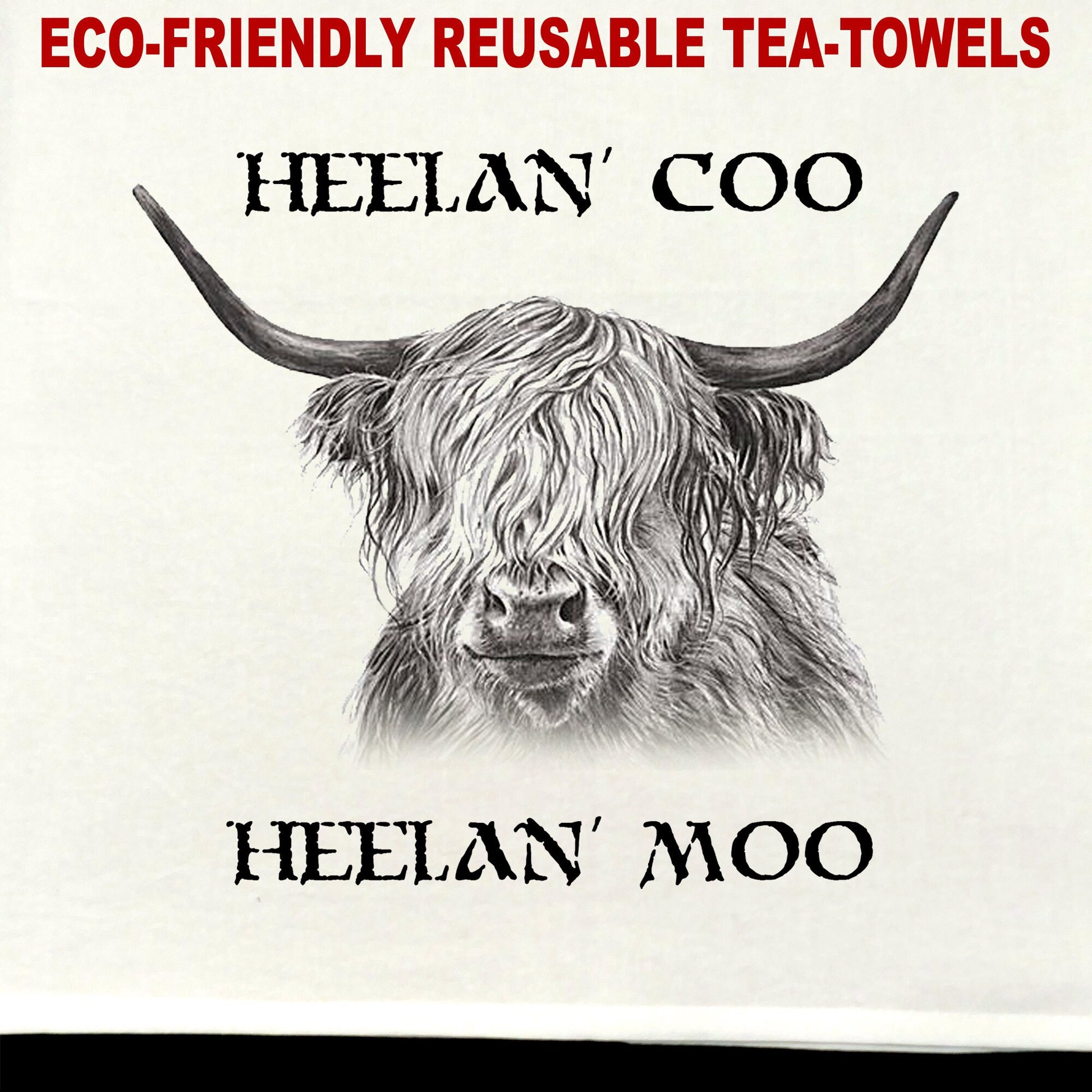 Heelan Coo Tea Towel / tea towel / dish towel / hand towel / reusable wipe / kitchen gift / kitchen deco