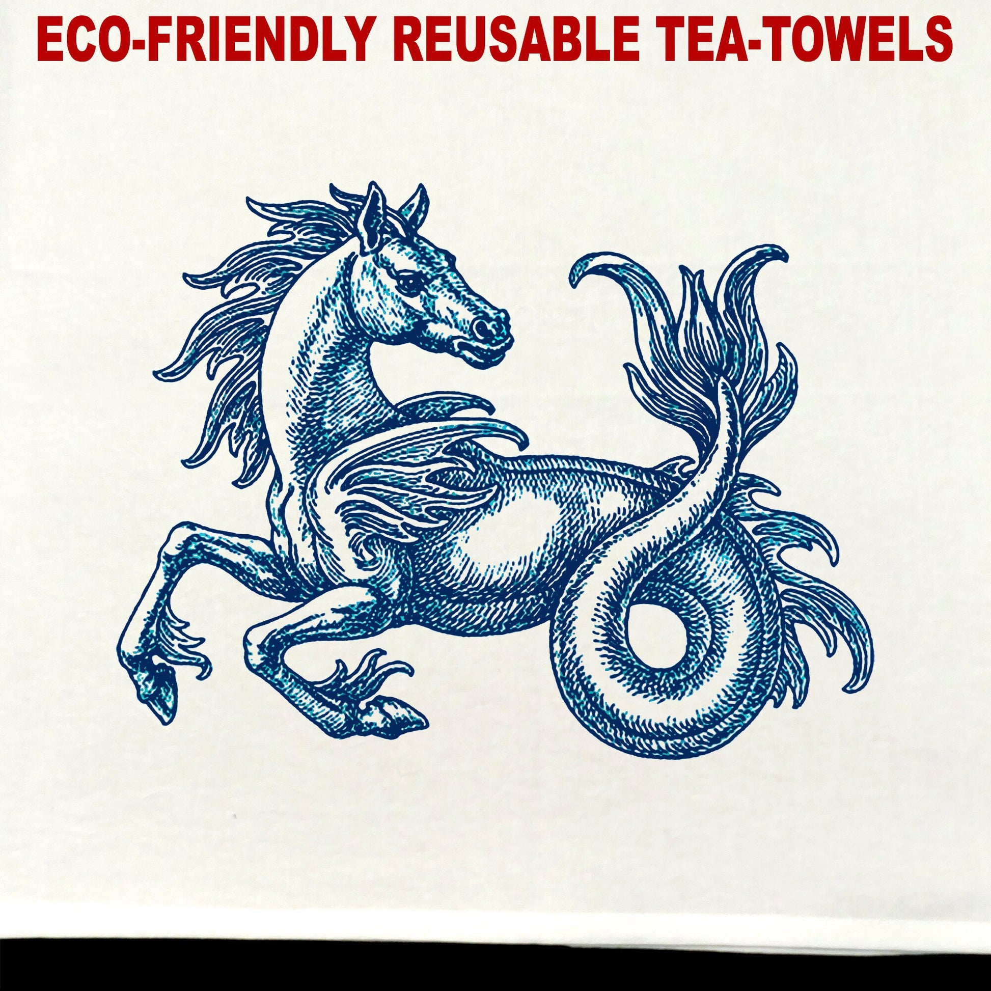 Hippocampus 02 Tea Towel / tea towel / dish towel / hand towel / reusable wipe / kitchen gift / kitchen deco