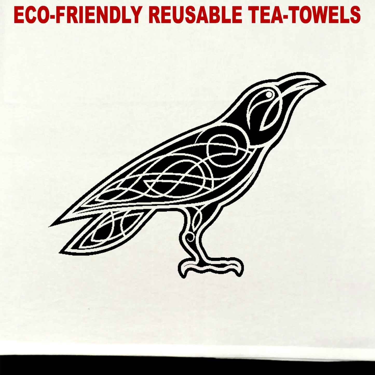 Knotwork Raven Tea Towel / tea towel / dish towel / hand towel / reusable wipe / kitchen gift / kitchen deco