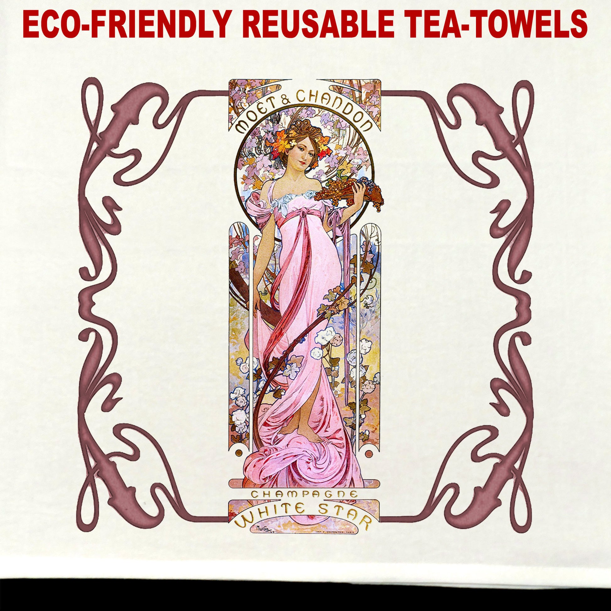 Mucha Moet #1 Tea Towel / tea towel / dish towel / hand towel / reusable wipe / kitchen gift / kitchen deco