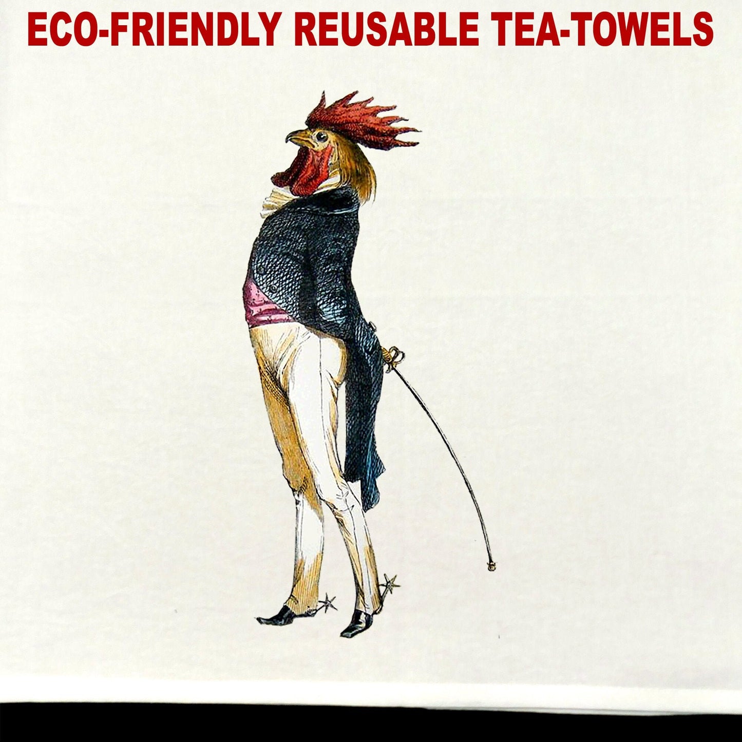 Rooster Gentleman Tea Towel / tea towel / dish towel / hand towel / reusable wipe / kitchen gift / kitchen deco
