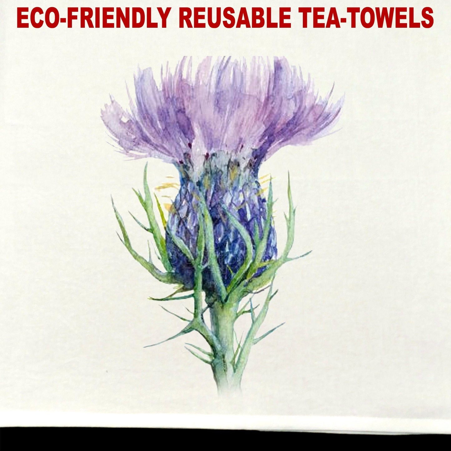 Watercolor Thistle Tea Towel / tea towel / dish towel / hand towel / reusable wipe / kitchen gift / kitchen deco