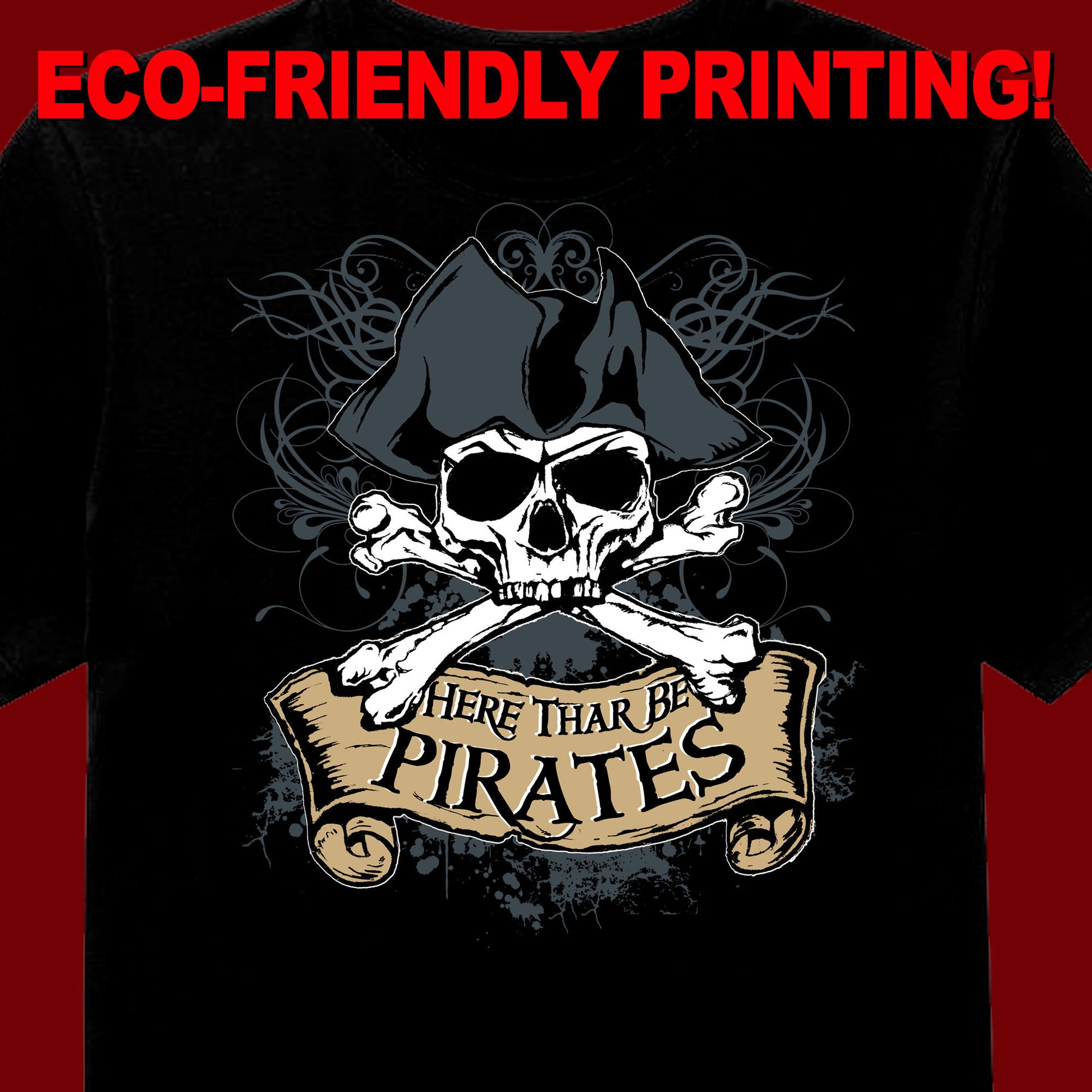 Here Thar Be Pirates t-shirt, Pirate tee, Pirate shirt, Pirate gift
