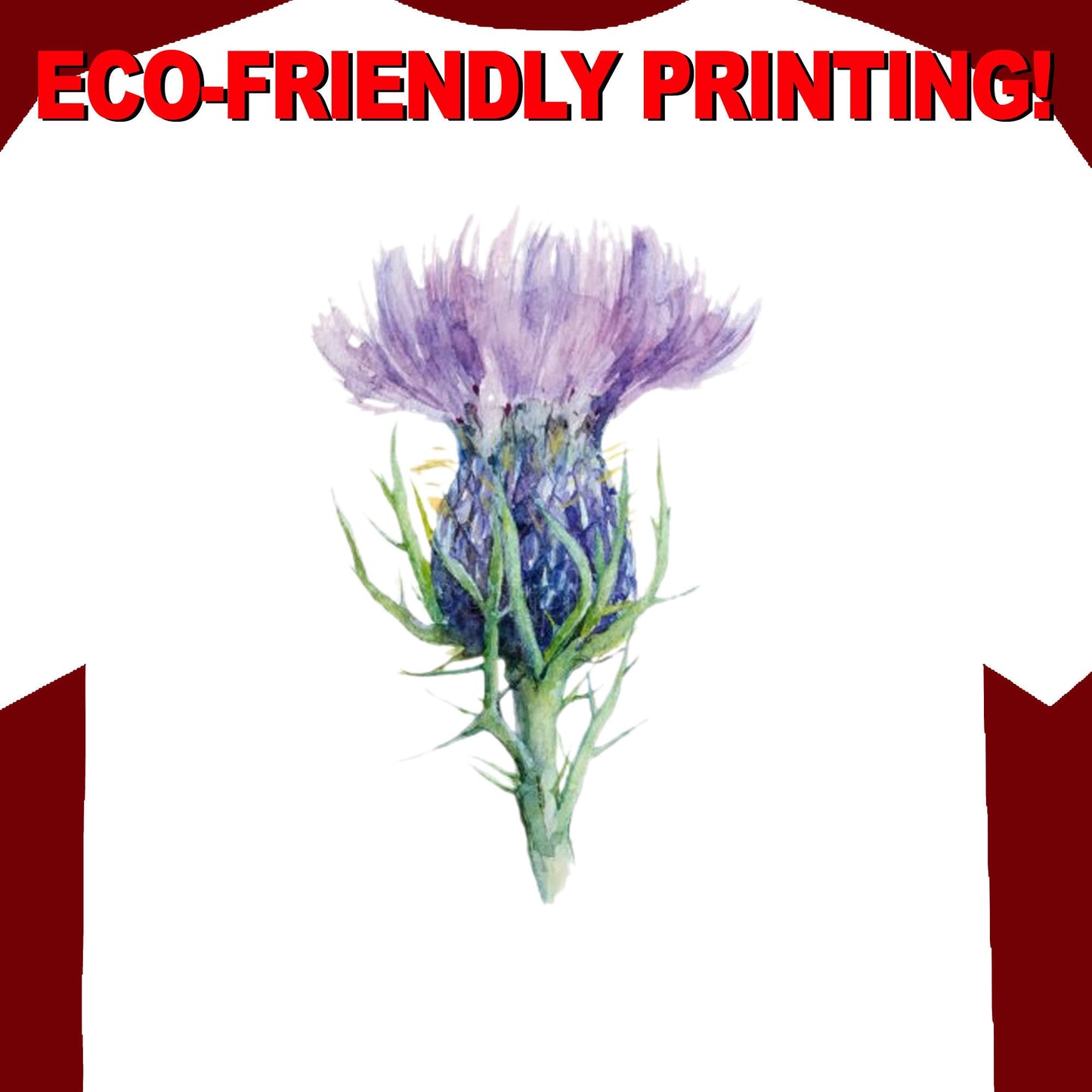 Watercolor Thistle #1 T-Shirt, Scotland  tee, Celtic T-shirt, Celtic Gift, Scottish ON WHITE