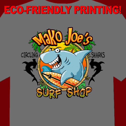 Mako Joes T-Shirt / surf tee / shark surf Shirt / Shark Surfer Gift ON GREY