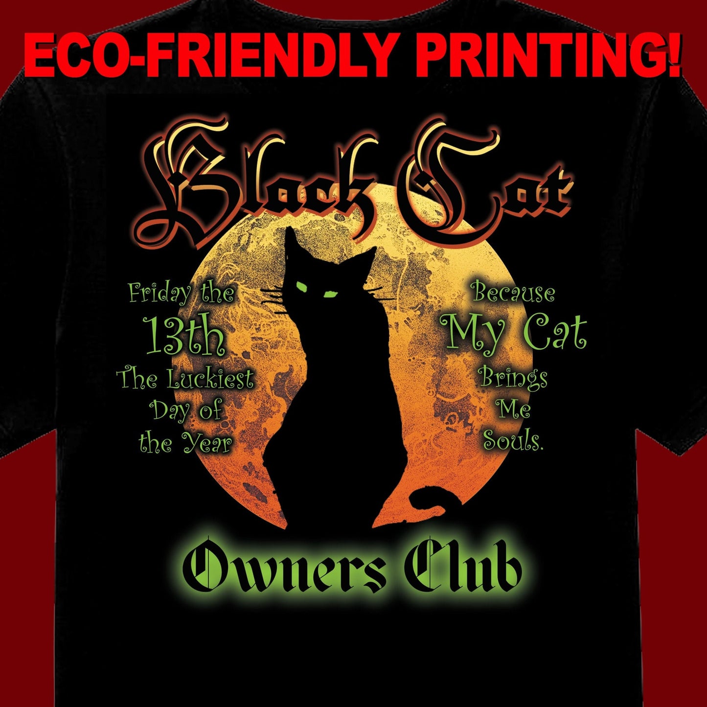 Black Cat Club Halloween T-Shirt/ Halloween Tee / Gothic Vintage gift