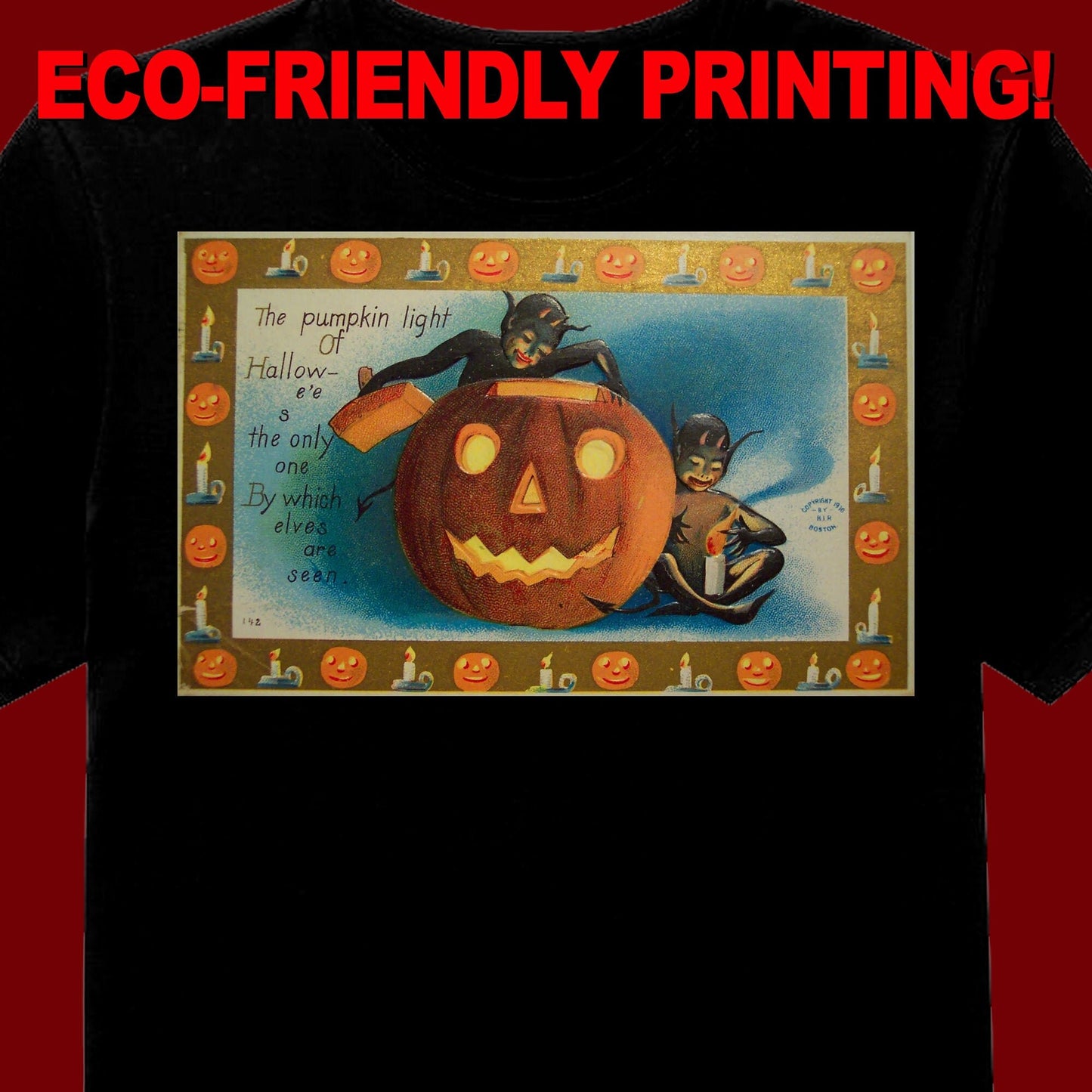 Vintage Halloween Postcard T-Shirt #18 / Halloween Tee / Gothic Vintage gift
