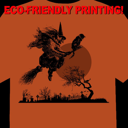 Visiting Friends Halloween T-Shirt/ Witch In Graveyard T Shirt / Halloween Tee