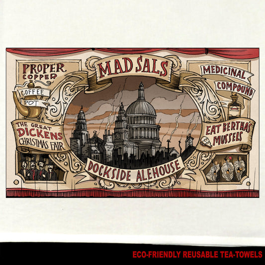 Mad Sals Tea Towel / Dickens At Home Souvenir Merchandise / Dickens Christmas Fair