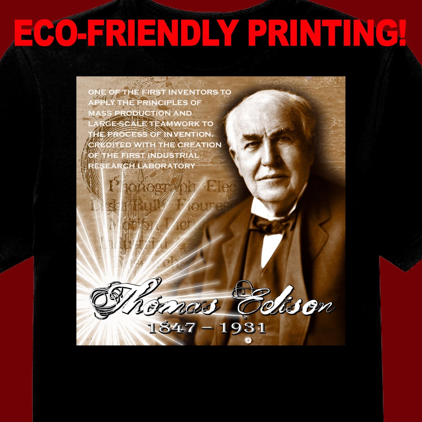 Edison T Shirt, Edison Tee, Science Gift, Science & Steam, Great Minds of Science