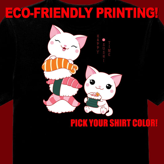 Cats T Shirt, Sushi Neko, Sushi Tee, Sushi Gift, Sushi Clothing